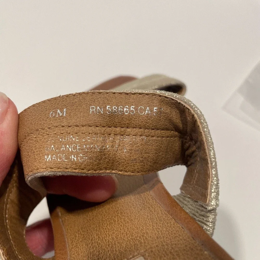 Halogen Gold Metallic Leather Double Strap Slide‎ Sandals